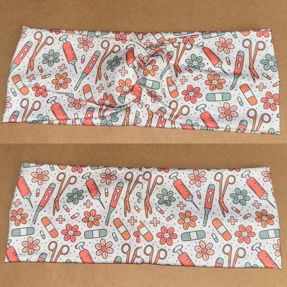 Medical Nurse EMT Dr Twist Headband in Coral & Mint